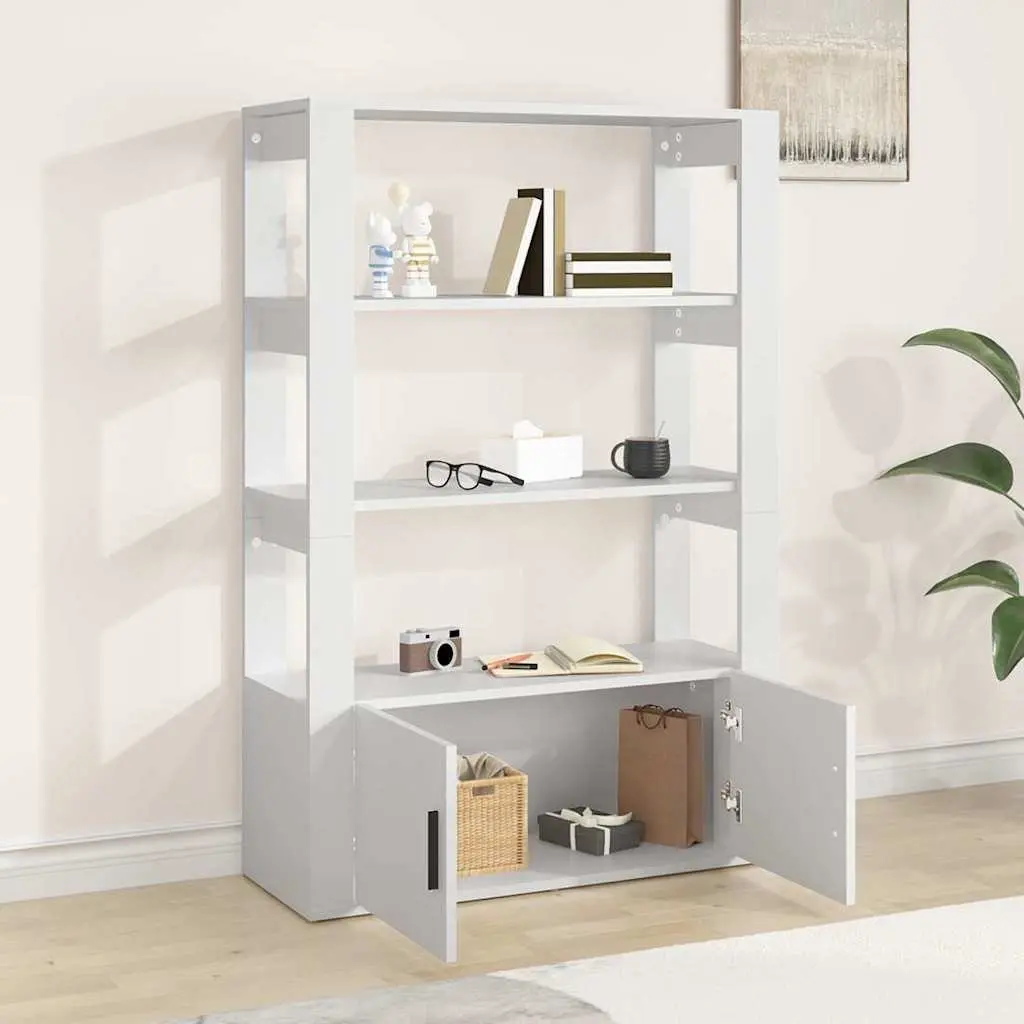 White Sideboard Cabinet 80x30x119.5cm Engineered Wood Storage Buffet Furniture