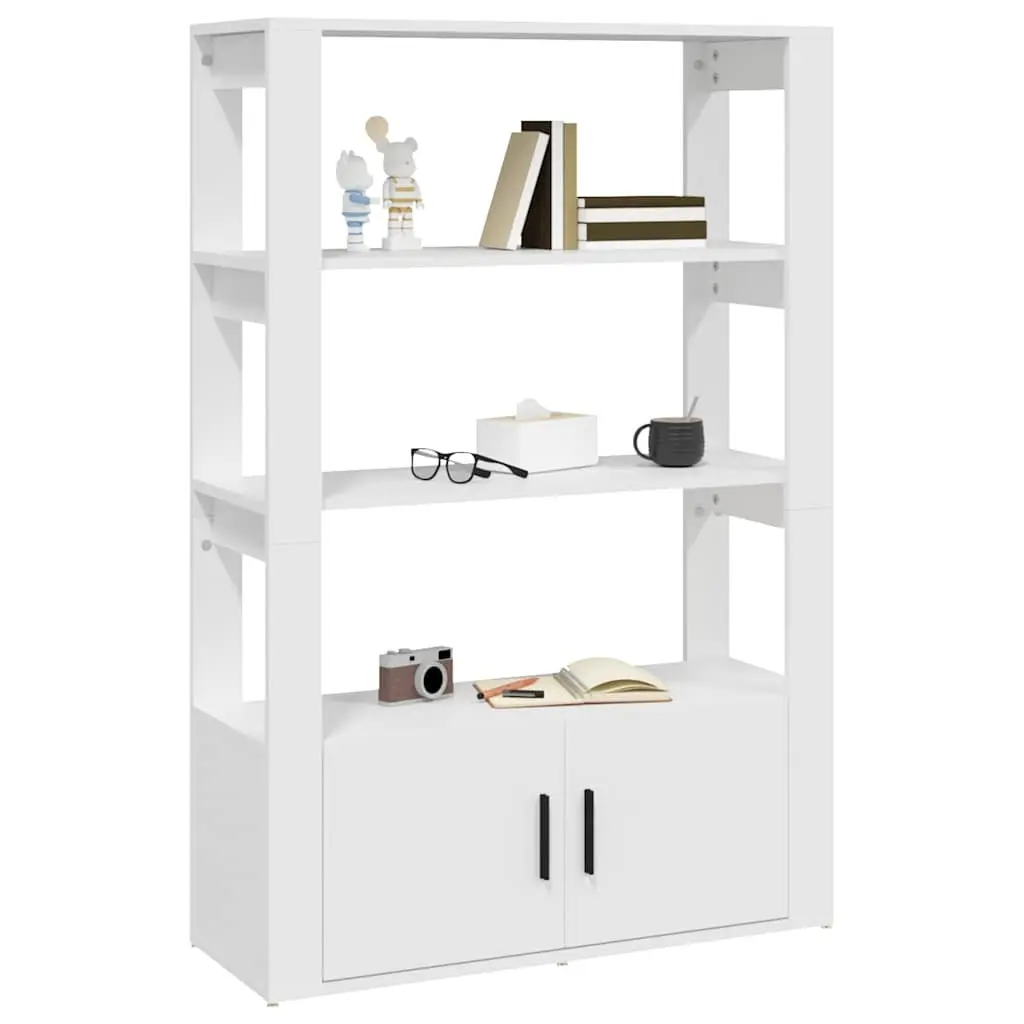 White Sideboard Cabinet 80x30x119.5cm Engineered Wood Storage Buffet Furniture