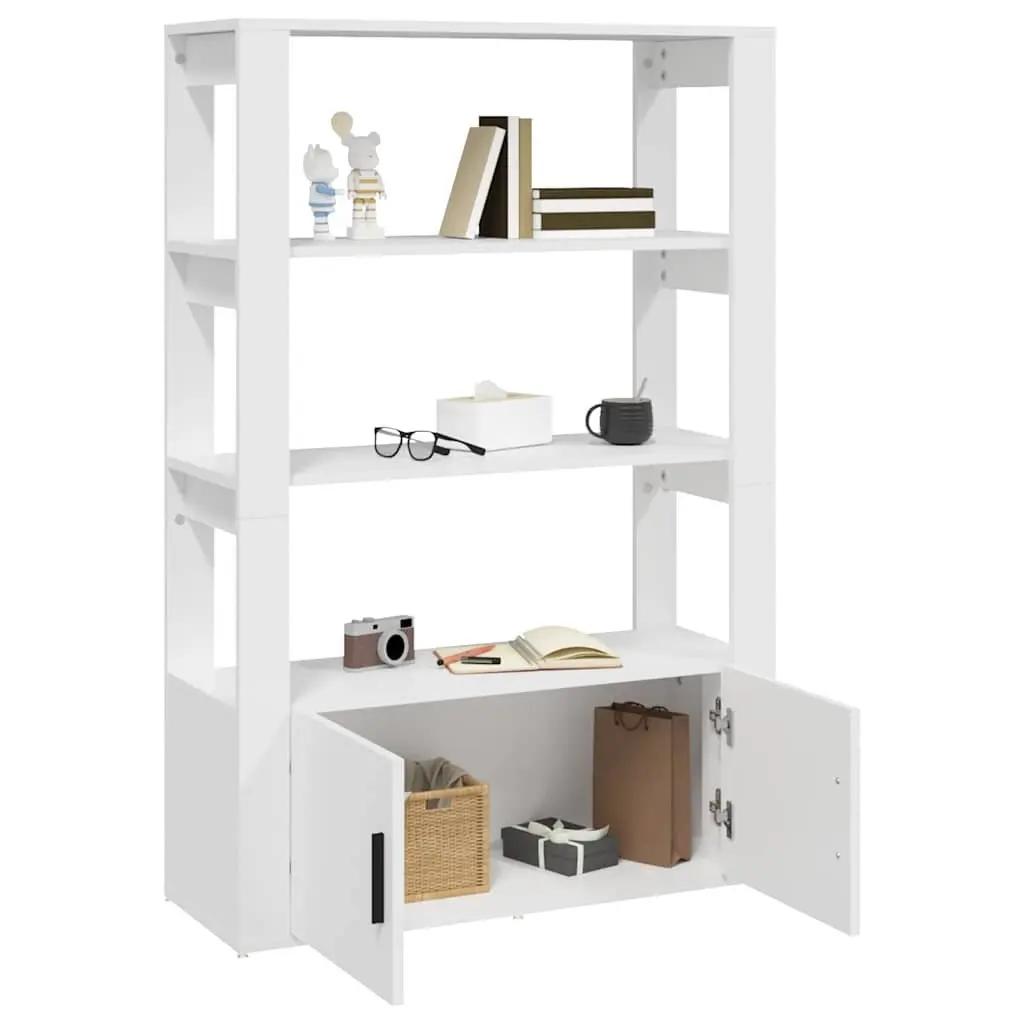 White Sideboard Cabinet 80x30x119.5cm Engineered Wood Storage Buffet Furniture