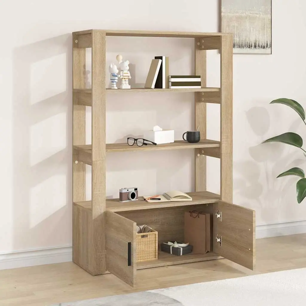 Sideboard Brown Engineered Wood Storage Cabinet with Shelves and Doors 80W x 30D x 119.5H cm