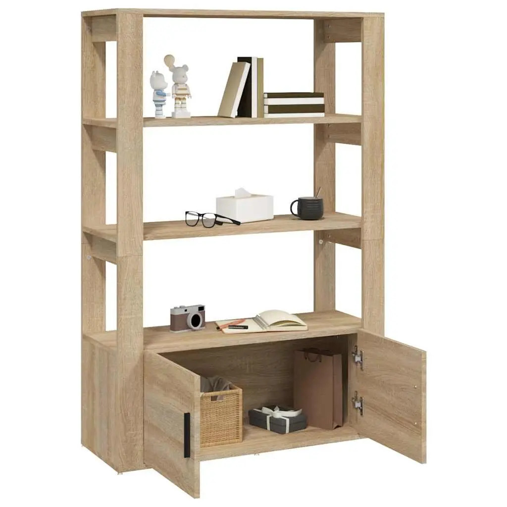 Sideboard Brown Engineered Wood Storage Cabinet with Shelves and Doors 80W x 30D x 119.5H cm