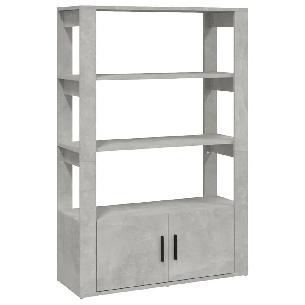 Grey Engineered Wood Sideboard Storage Cabinet with Shelves and Doors 80L x 30W x 119.5H cm