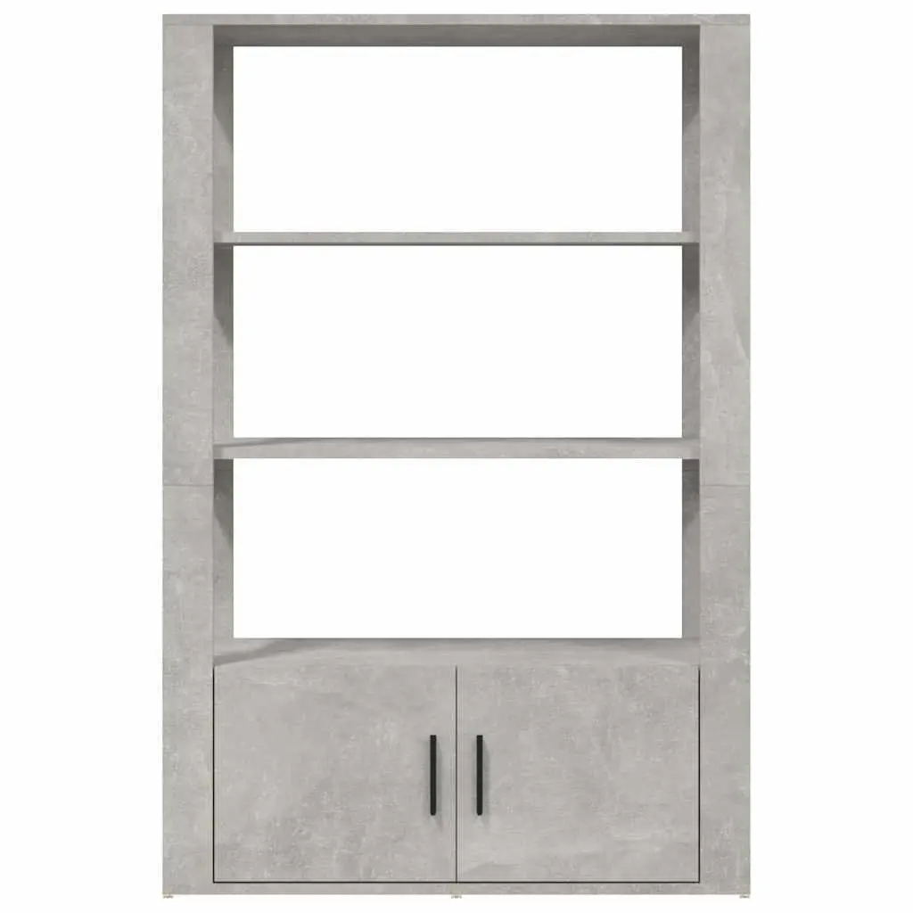Grey Engineered Wood Sideboard Storage Cabinet with Shelves and Doors 80L x 30W x 119.5H cm