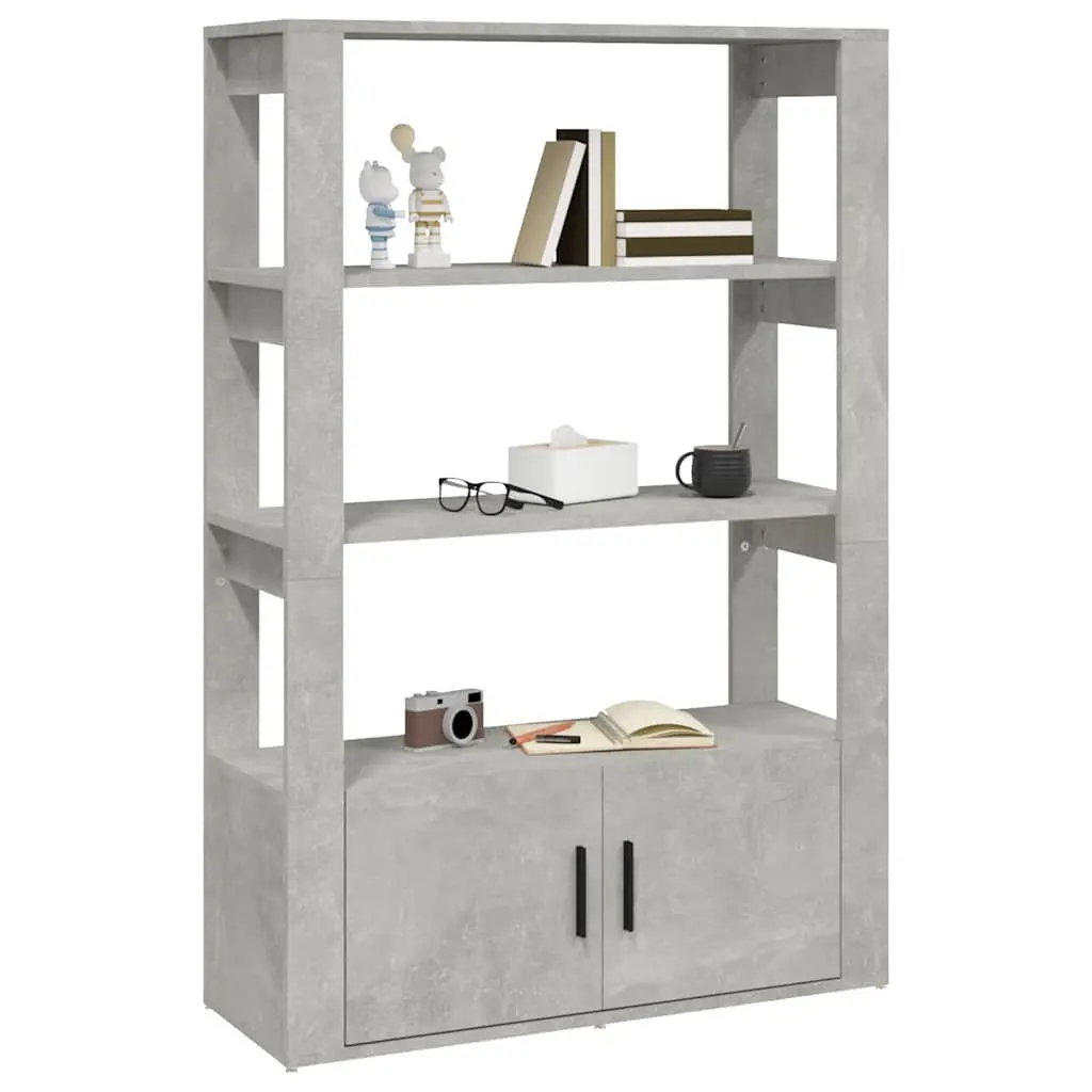Grey Engineered Wood Sideboard Storage Cabinet with Shelves and Doors 80L x 30W x 119.5H cm