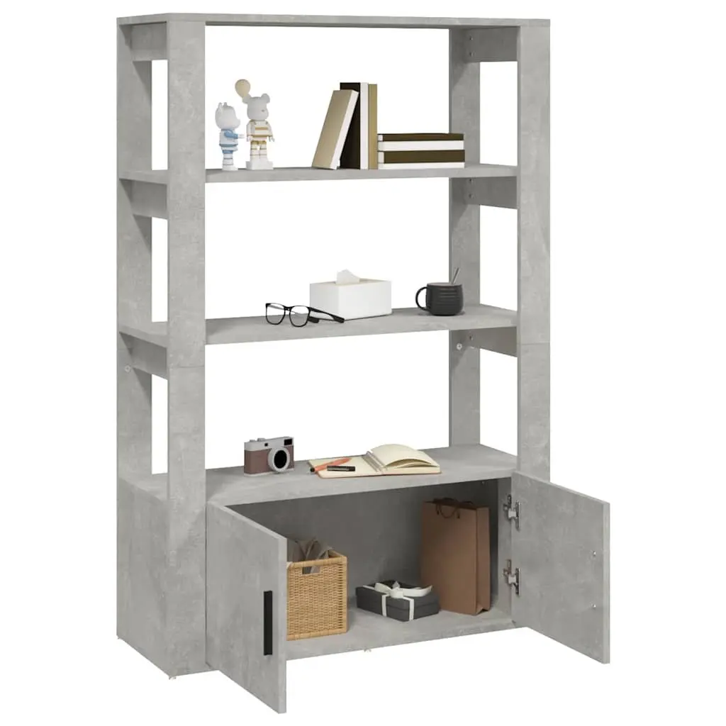 Grey Engineered Wood Sideboard Storage Cabinet with Shelves and Doors 80L x 30W x 119.5H cm
