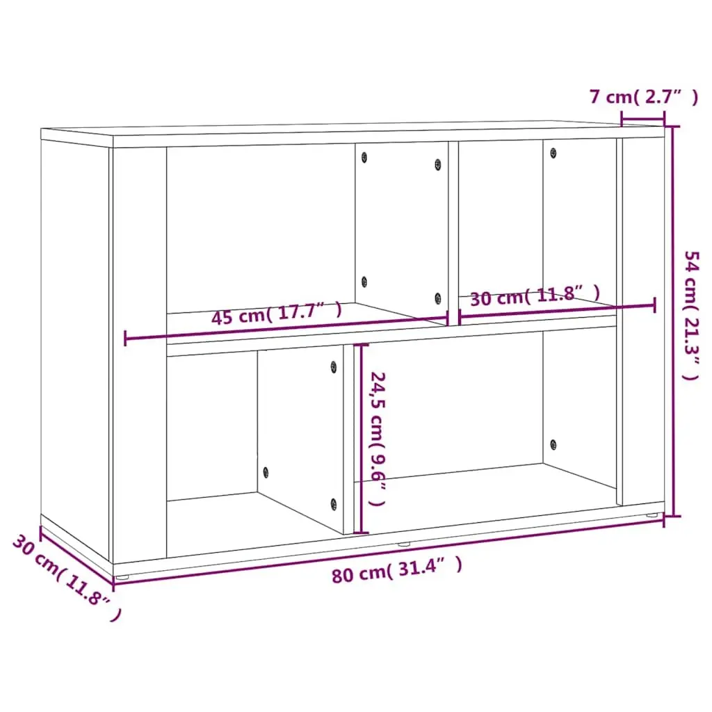 Sideboard Brown Engineered Wood Storage Cabinet with Compartments 80x30x54 cm