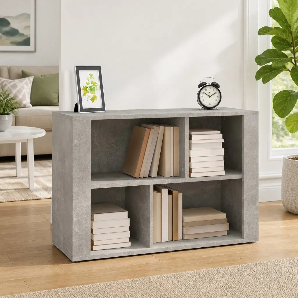 Sideboard Grey Engineered Wood Storage Cabinet Living Room Organizer 80 x 30 x 54 cm