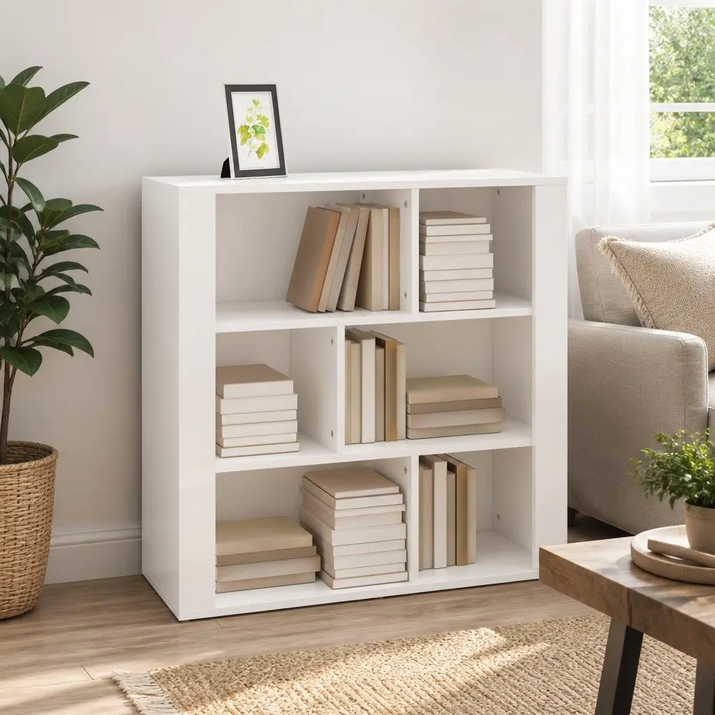 Sideboard High Gloss White Engineered Wood Storage Cabinet 80x30x80 cm