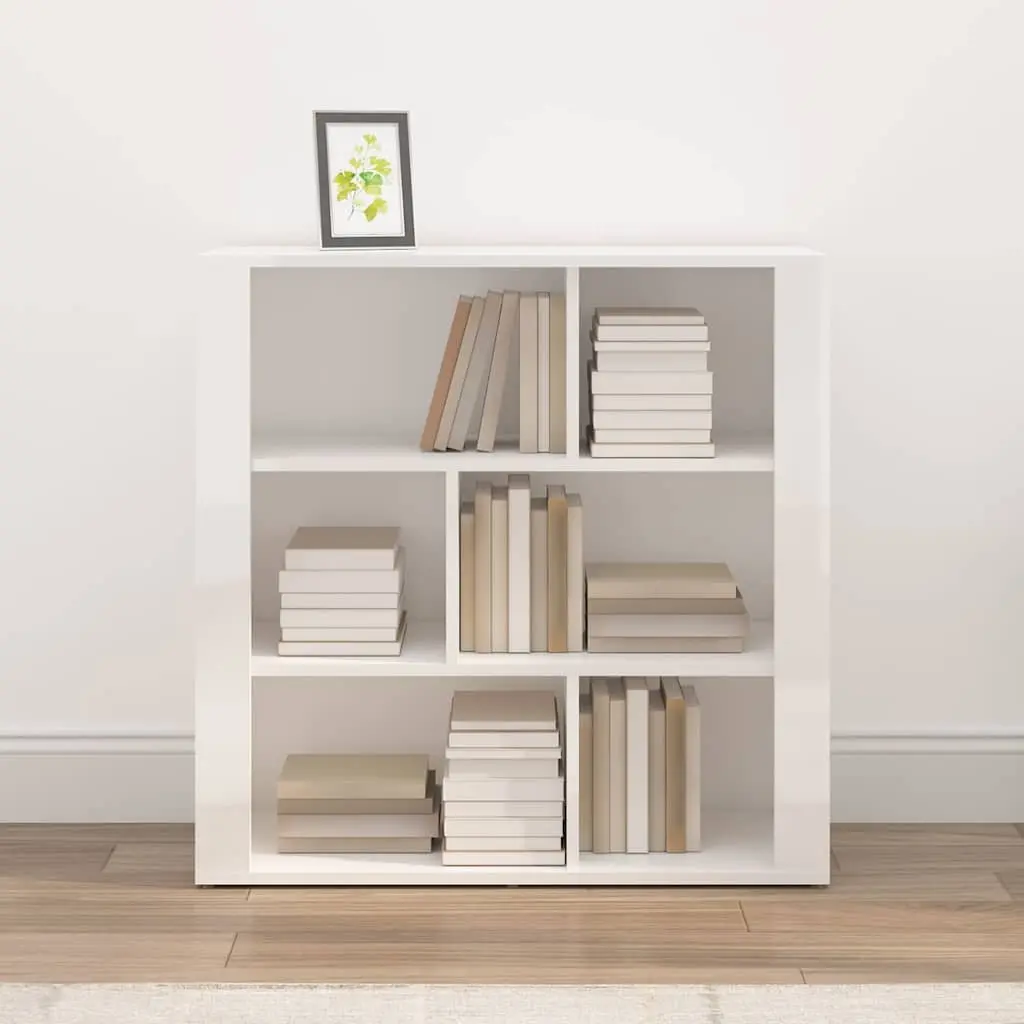Sideboard High Gloss White Engineered Wood Storage Cabinet 80x30x80 cm