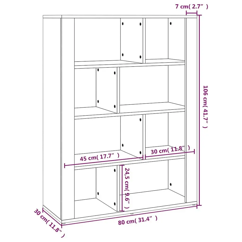 Sideboard White Engineered Wood Compact Storage Cabinet 80 x 30 x 106 cm