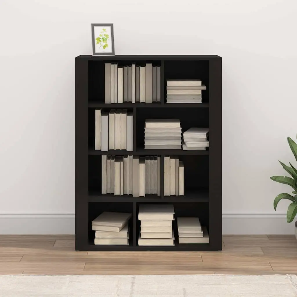 Sideboard Black Engineered Wood Storage Cabinet 80W x 30D x 106H cm