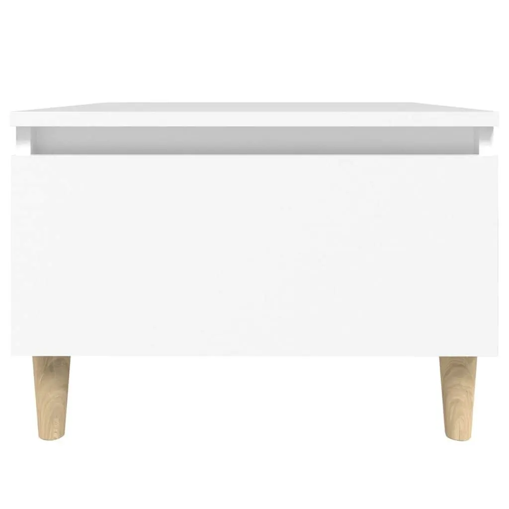 White Side Tables 2 Piece Set Engineered Wood Drawer Storage Scandinavian Style