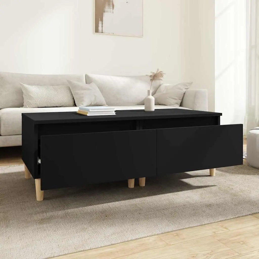 Black Side Tables 2 Piece Engineered Wood Accent Furniture 50x46x35 cm