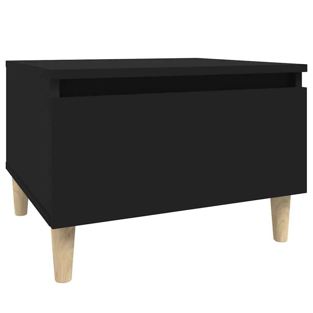 Black Side Tables 2 Piece Engineered Wood Accent Furniture 50x46x35 cm