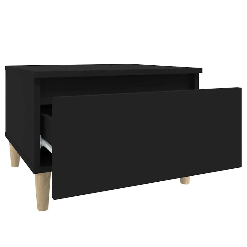 Black Side Tables 2 Piece Engineered Wood Accent Furniture 50x46x35 cm