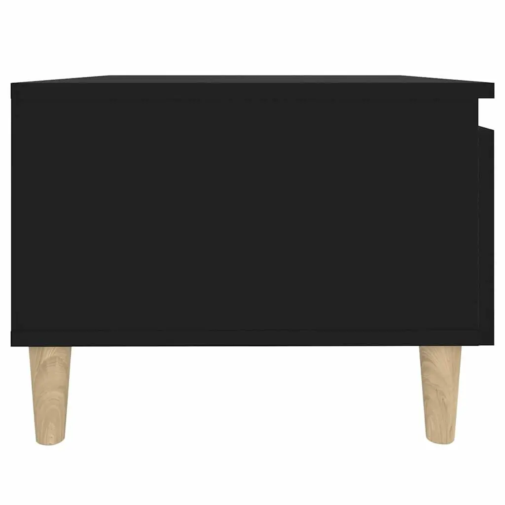 Black Side Tables 2 Piece Engineered Wood Accent Furniture 50x46x35 cm