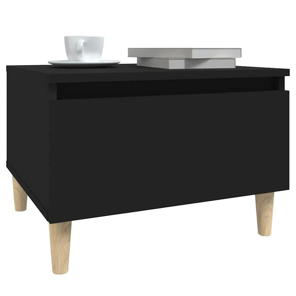 Black Side Tables 2 Piece Engineered Wood Accent Furniture 50x46x35 cm