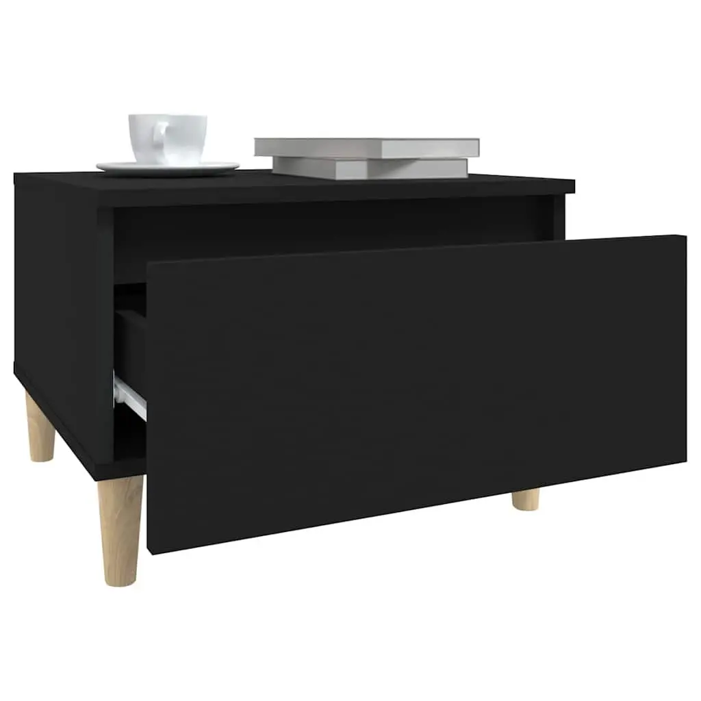 Black Side Tables 2 Piece Engineered Wood Accent Furniture 50x46x35 cm