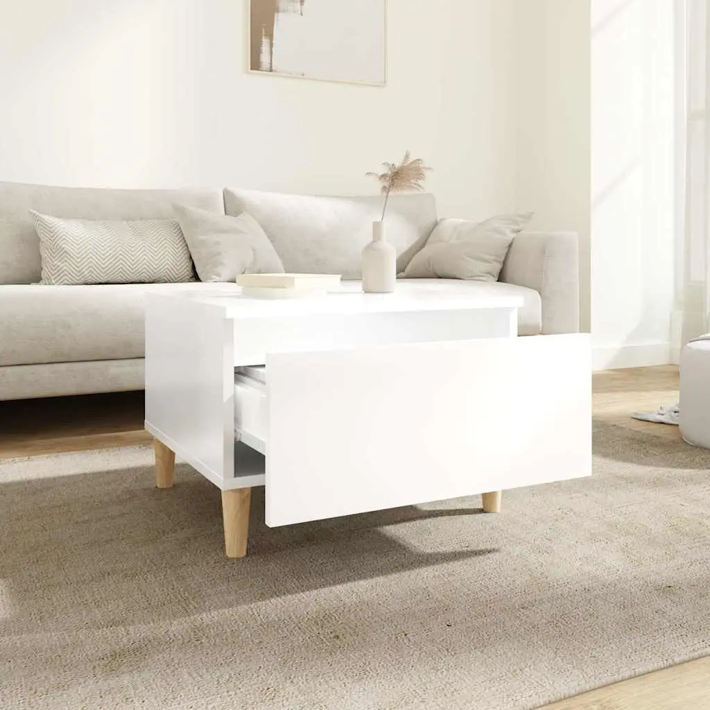 End Table High Gloss White Modern 50 x 46 x 35 cm