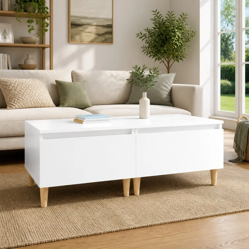 Side Tables High Gloss White 2 pcs Scandinavian Accent Furniture