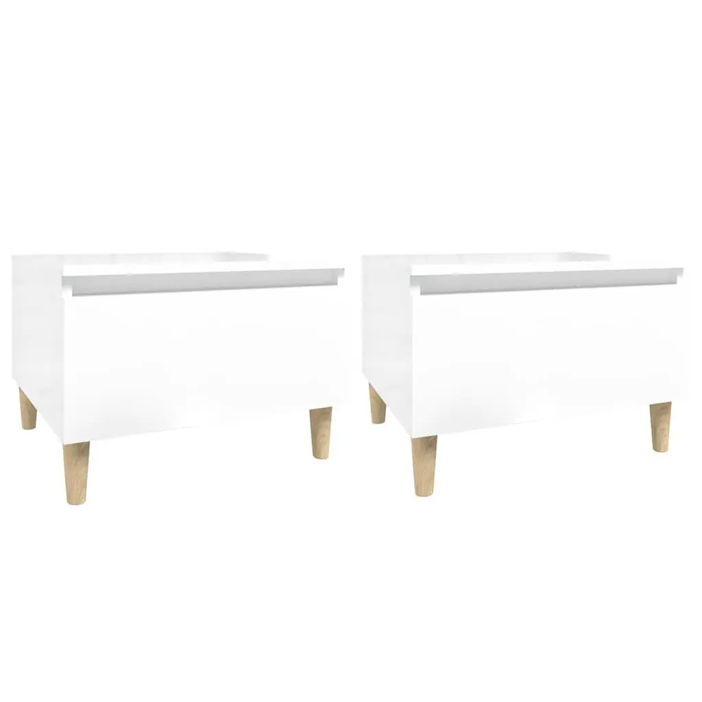 Side Tables High Gloss White 2 pcs Scandinavian Accent Furniture