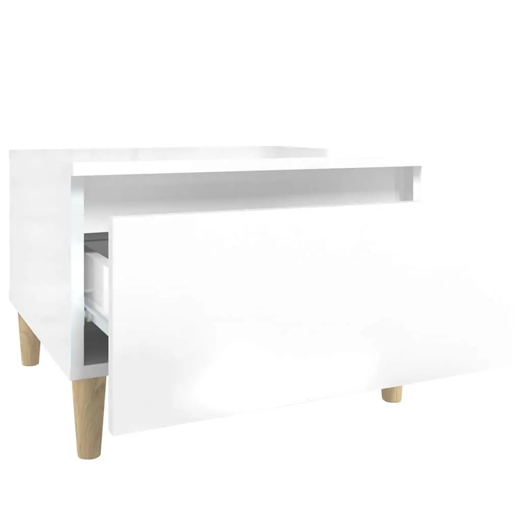 Side Tables High Gloss White 2 pcs Scandinavian Accent Furniture