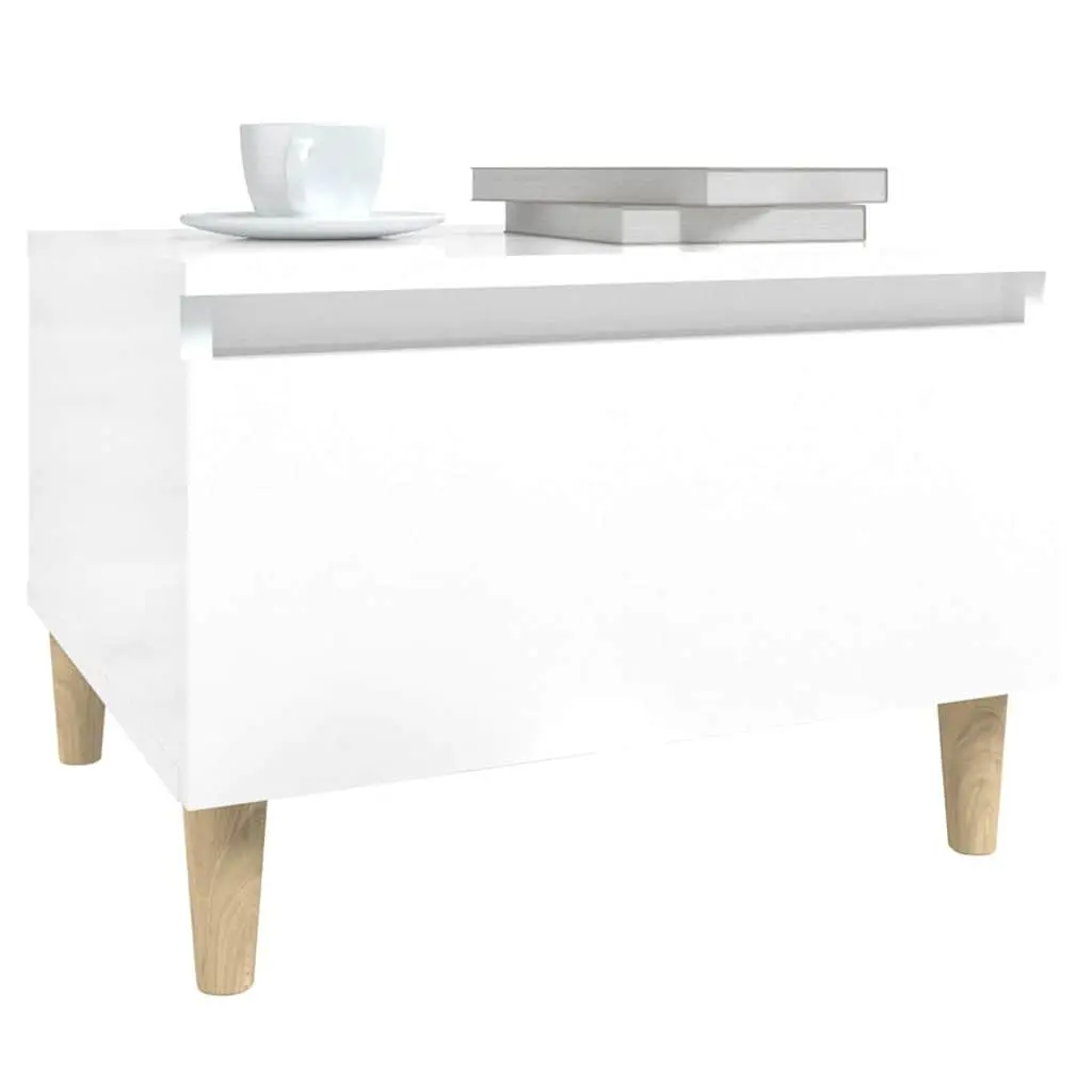 Side Tables High Gloss White 2 pcs Scandinavian Accent Furniture