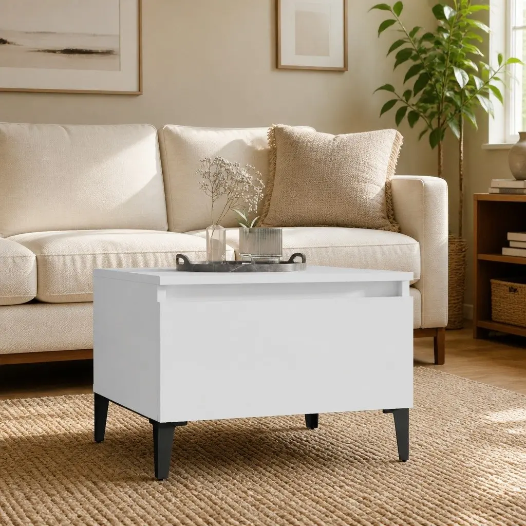 White End Table with Storage Options