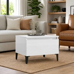 End Table High Gloss White Side Table with Drawer Storage Accent Furniture