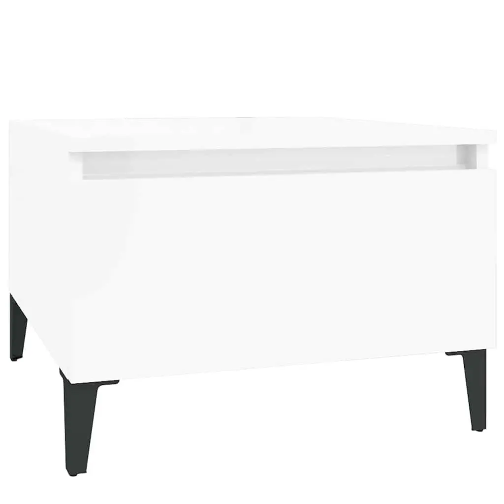 End Table High Gloss White with Drawer Storage 50W x 46H x 35D cm