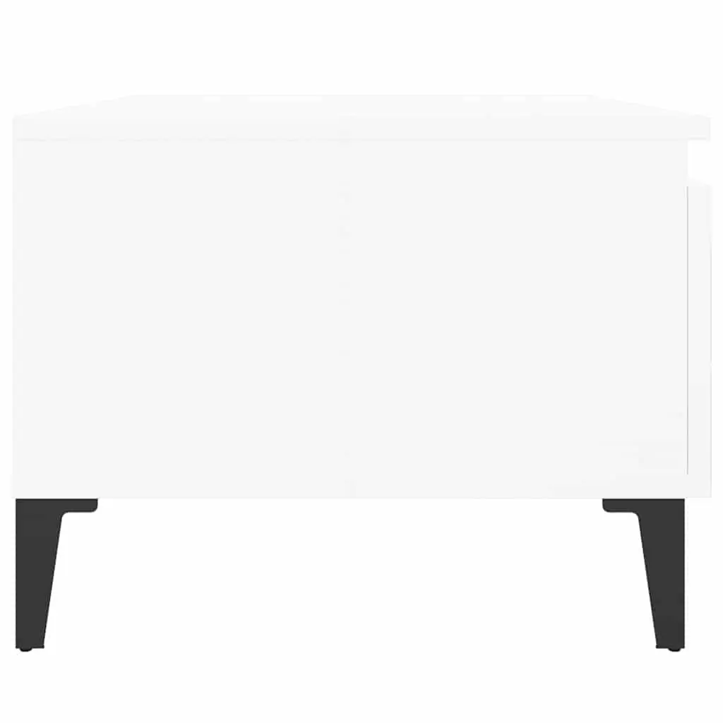 End Table High Gloss White with Drawer Storage 50W x 46H x 35D cm