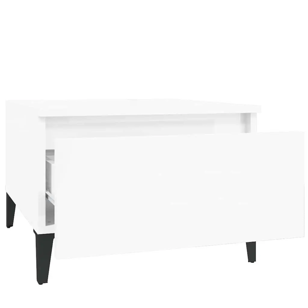 Side Tables Set of 2 High Gloss White End Tables with Drawer Storage 50x46x35cm