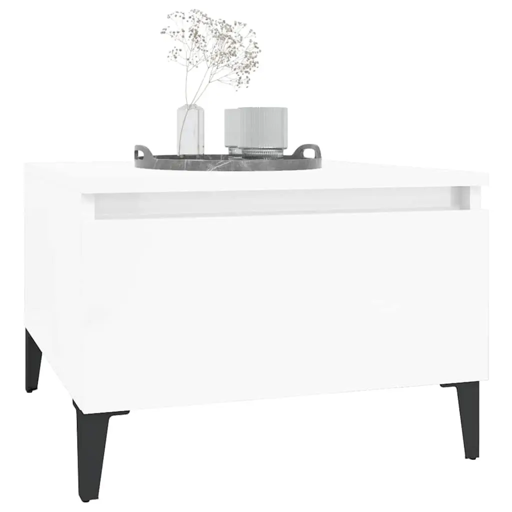 Side Tables Set of 2 High Gloss White End Tables with Drawer Storage 50x46x35cm