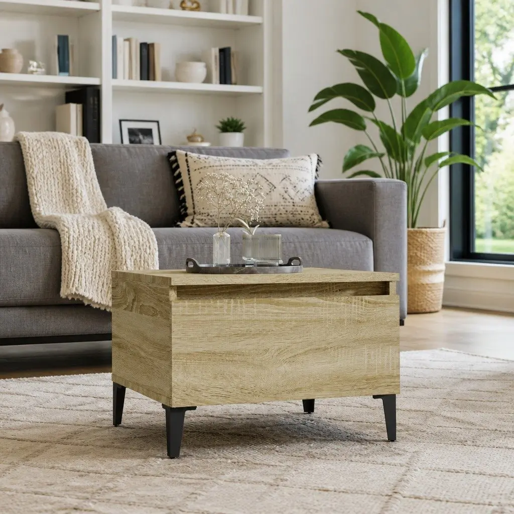 Side Table with Drawer Storage Brown 50W x 46D x 35H cm