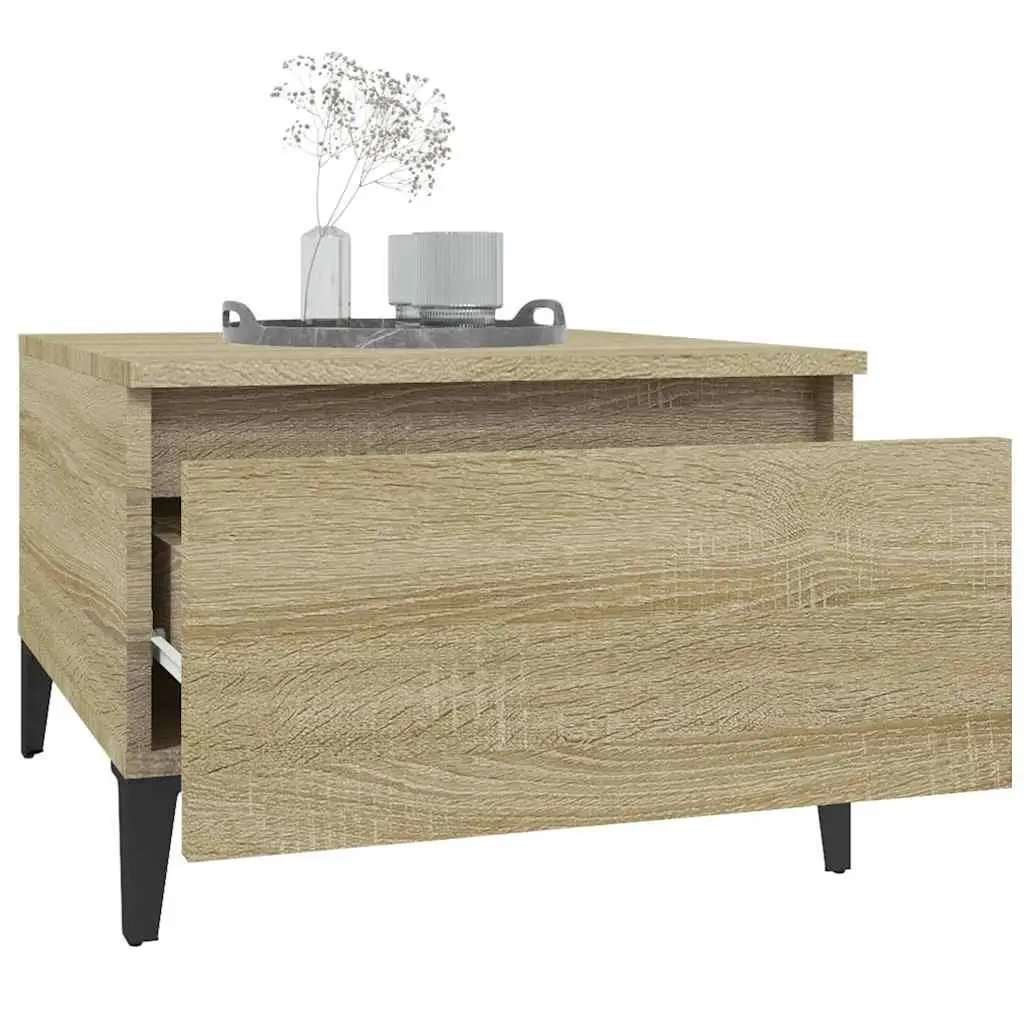 Side Table with Drawer Storage Brown 50W x 46D x 35H cm