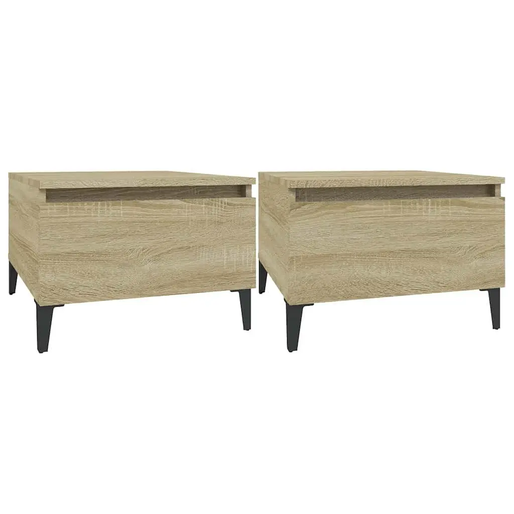 End Tables Brown Engineered Wood Side Tables with Drawer Storage 50W x 46D x 35H cm 2 Piece