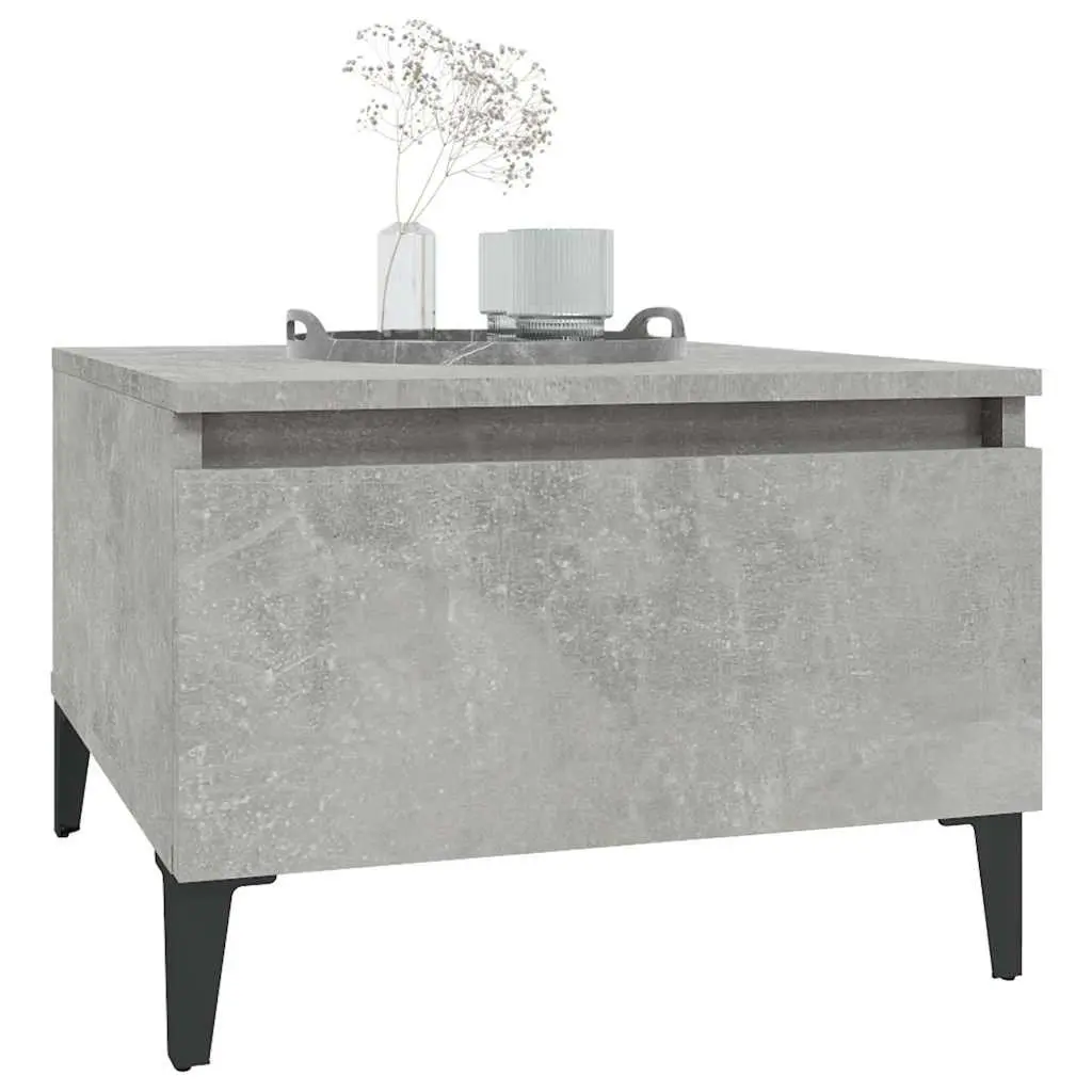 End Tables Grey Engineered Wood Accent Side Tables with Drawer Storage 50 x 46 x 35 cm