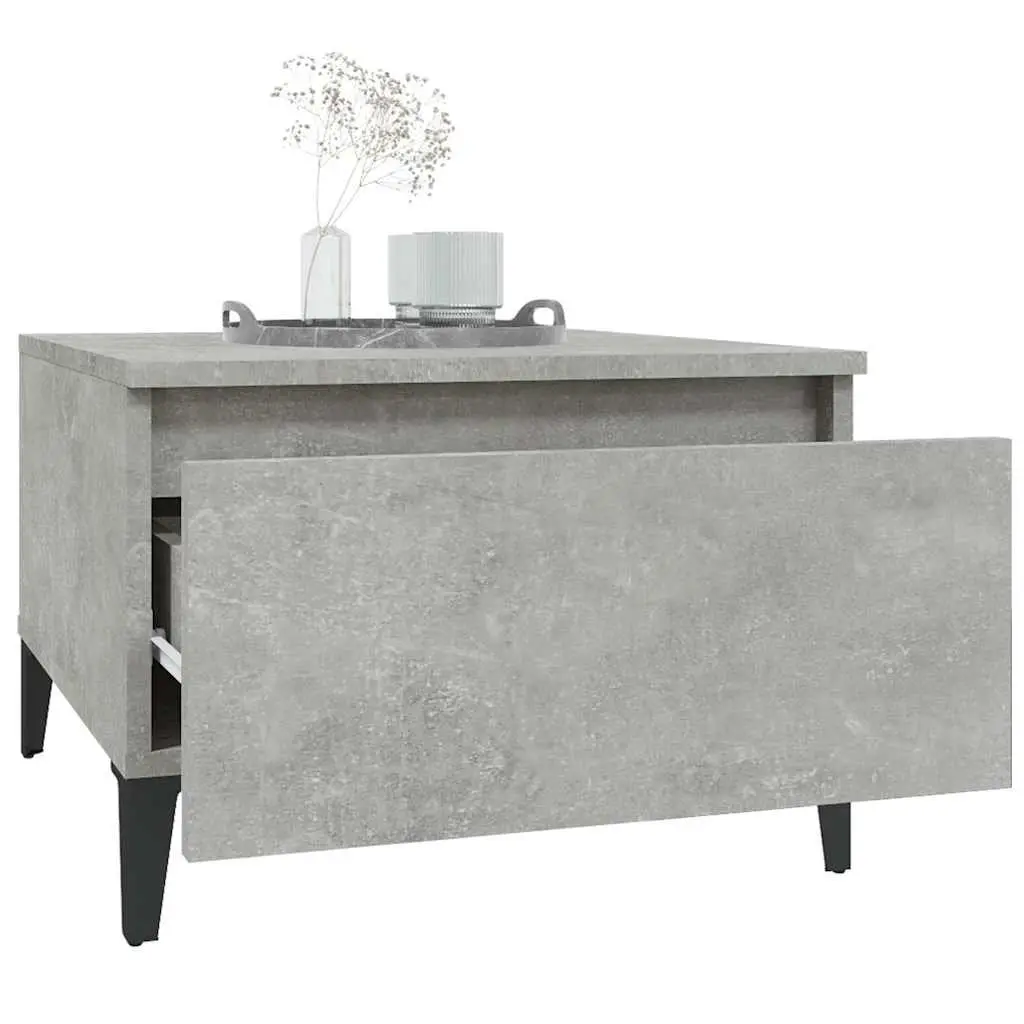 End Tables Grey Engineered Wood Accent Side Tables with Drawer Storage 50 x 46 x 35 cm
