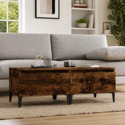 End Tables Set of 2 Smoked Oak Storage Drawers Industrial Style Side Furniture