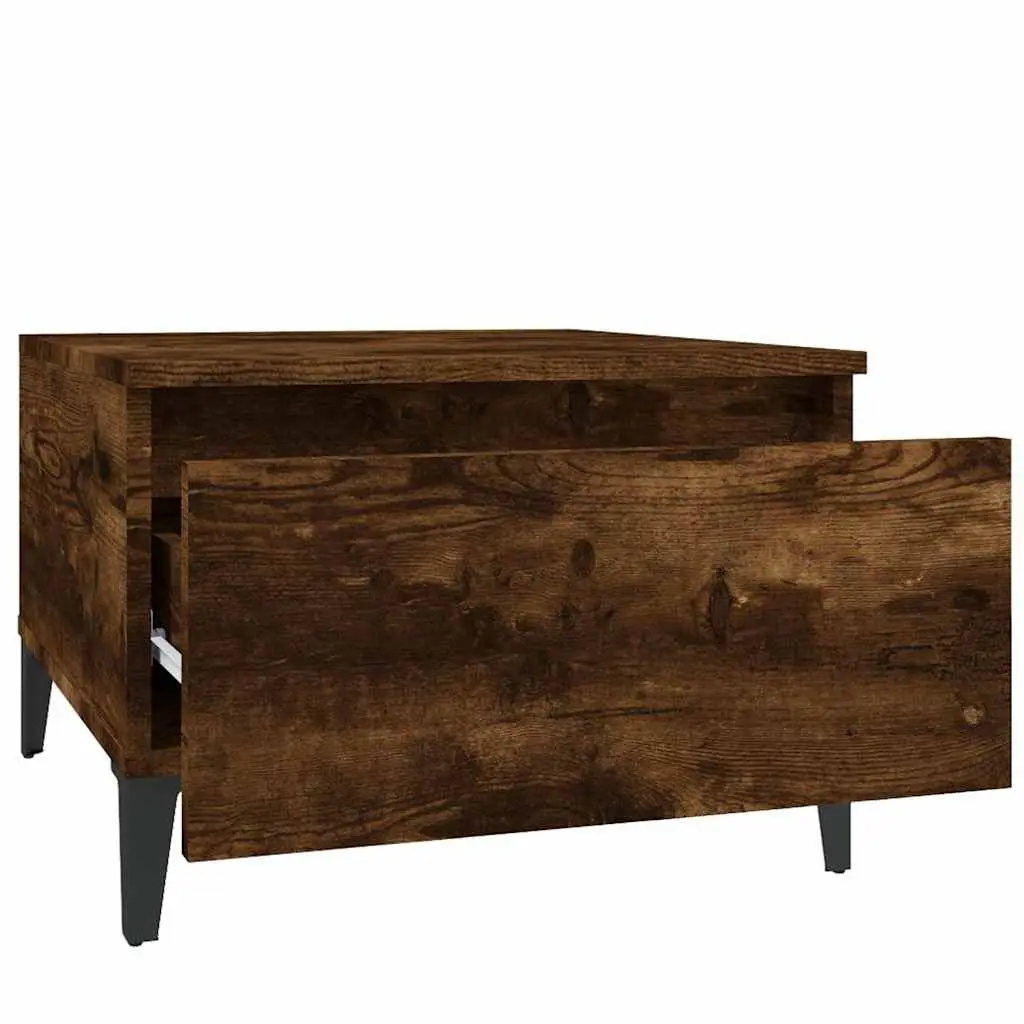 End Tables Set of 2 Smoked Oak Storage Drawers Industrial Style Side Furniture