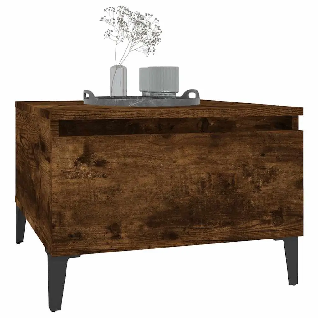 End Tables Set of 2 Smoked Oak Storage Drawers Industrial Style Side Furniture