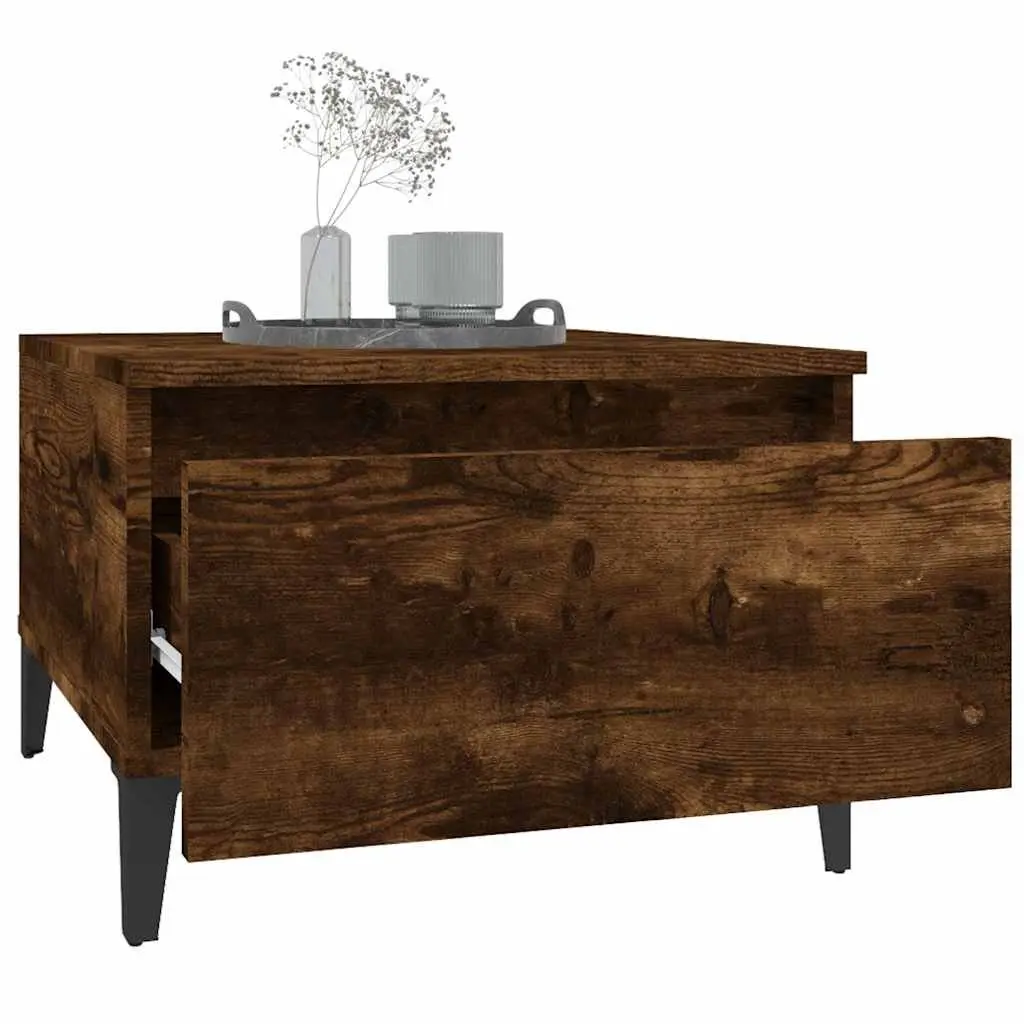 End Tables Set of 2 Smoked Oak Storage Drawers Industrial Style Side Furniture
