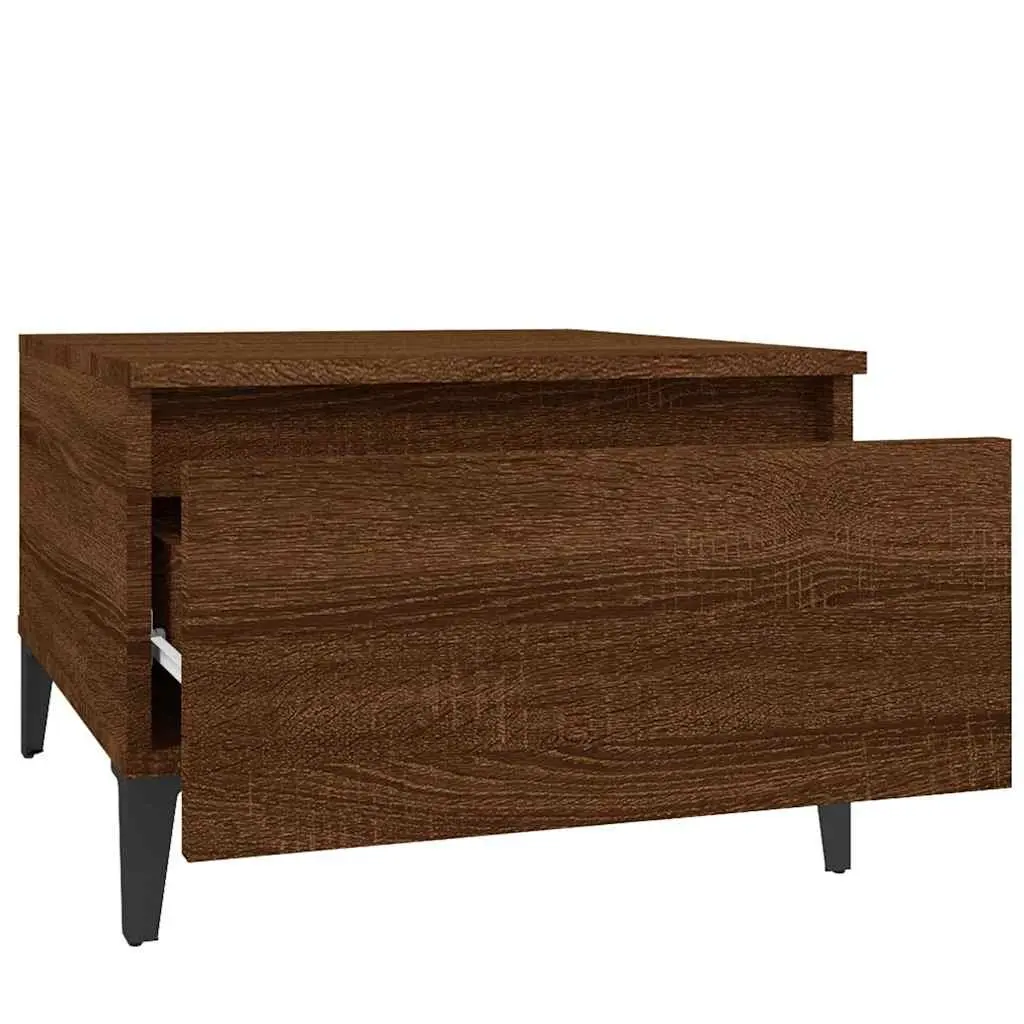 End Tables 2 pcs Brown Oak Industrial Side Table Engineered Wood Drawer Storage