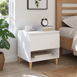 Bedside Table White 50x46x50 cm Engineered Wood Nightstand Storage