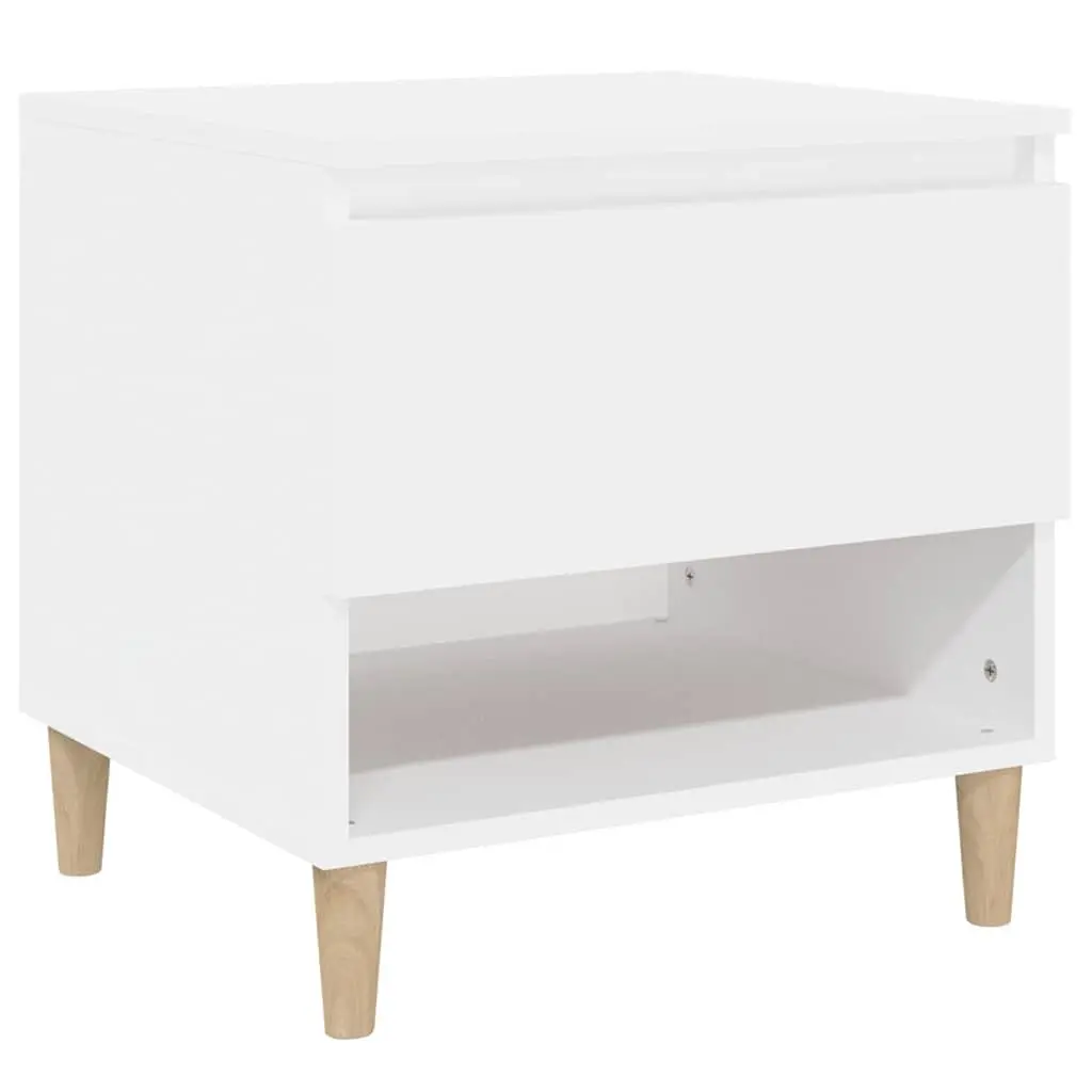 Bedside Table White Engineered Wood 50x46x50 cm