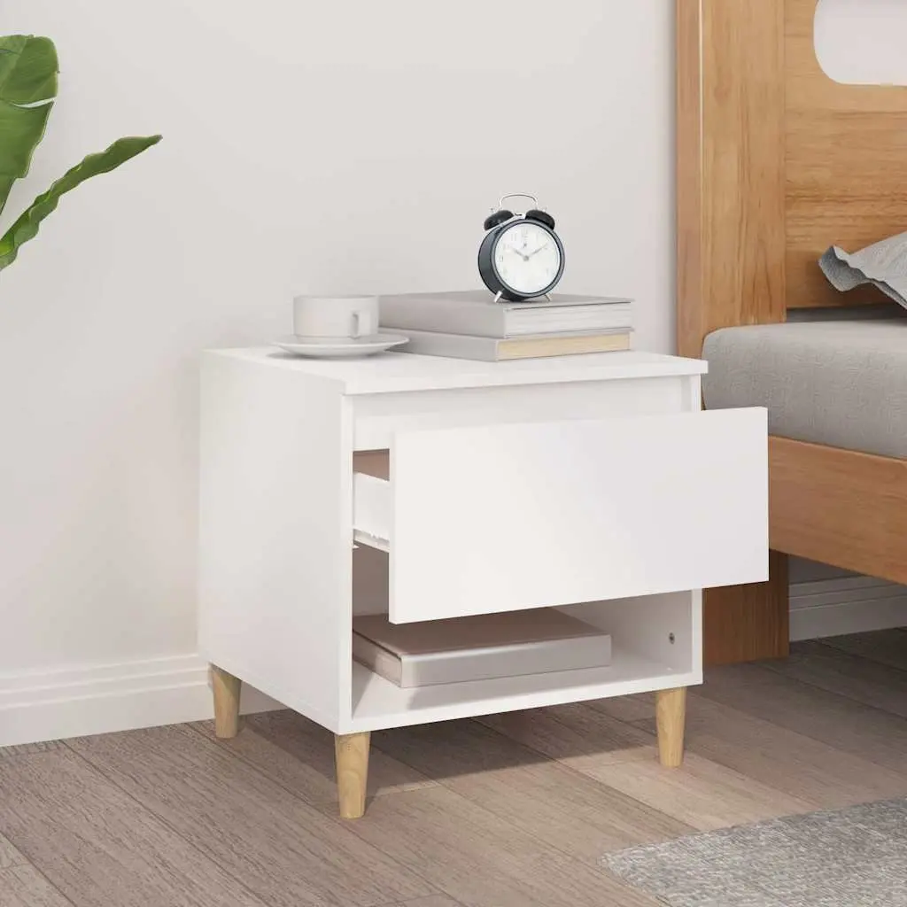Bedside Table White Engineered Wood 50x46x50 cm
