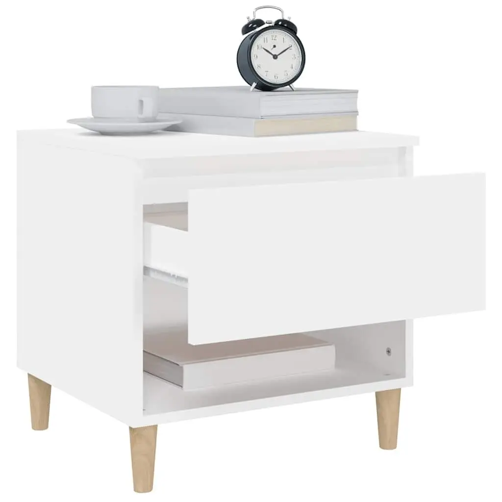 Bedside Tables 2 pcs White 50x46x50 cm Storage Nightstands Engineered Wood