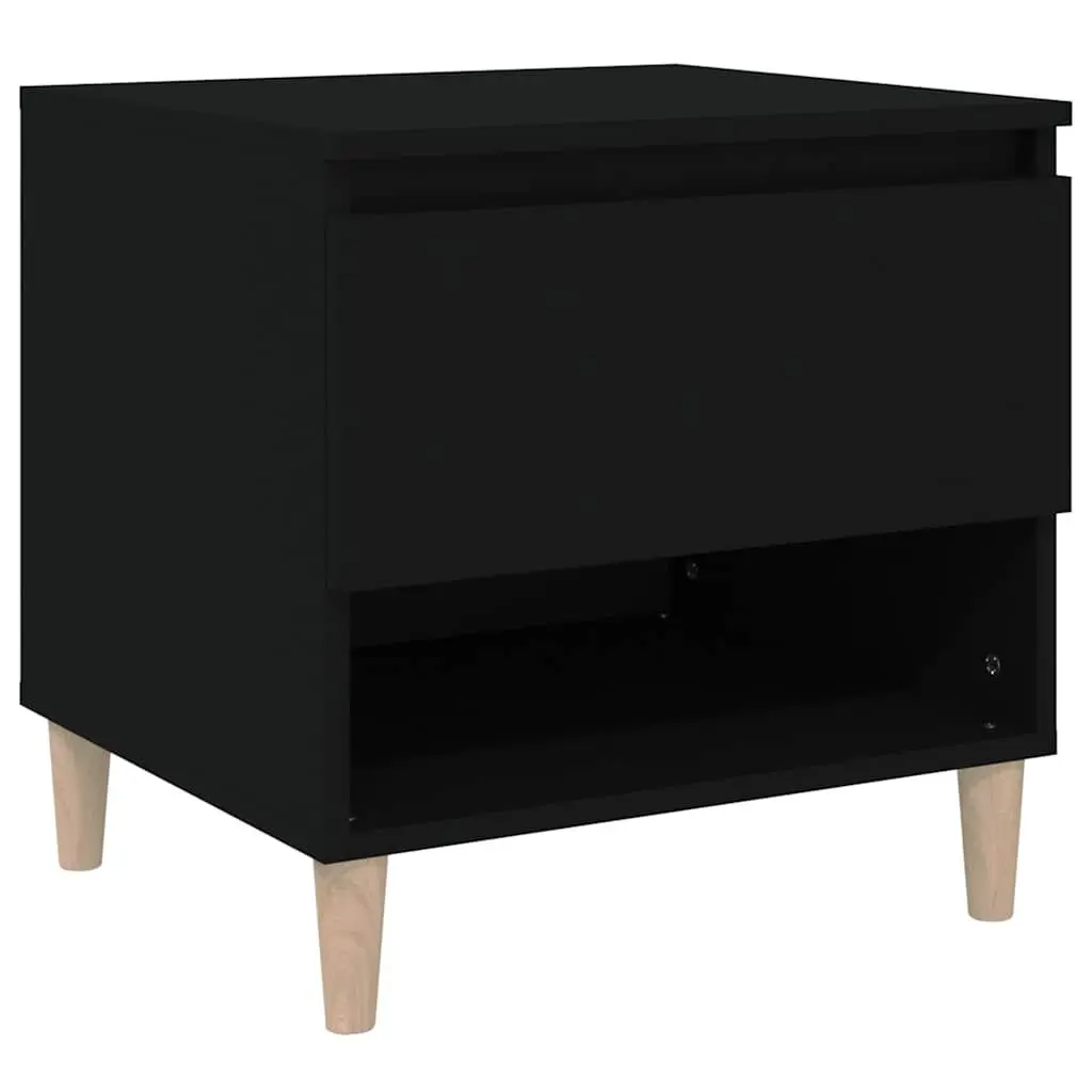 Black Engineered Wood Nightstand