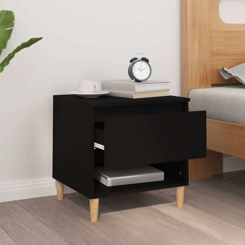 Black Engineered Wood Nightstand