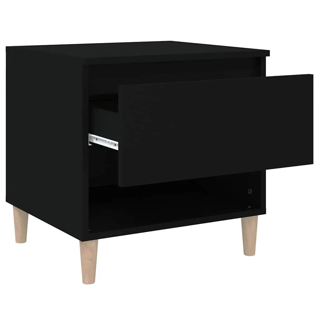 Black Engineered Wood Nightstand